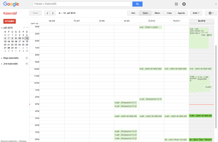 TV program v Google Kalendáři